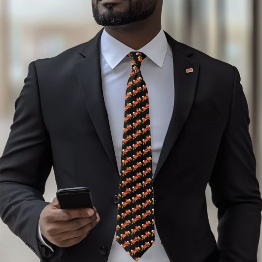 ママパパ赤いハートタトゥー ネクタイ