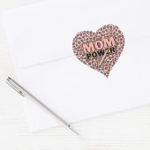 ママパワーピンクヒョウ印刷 ハートシール