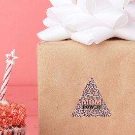 ママパワーピンクヒョウ印刷 三角形シール