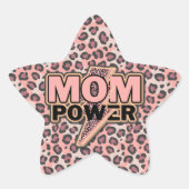 ママパワーピンクヒョウ印刷 星シール (正面)