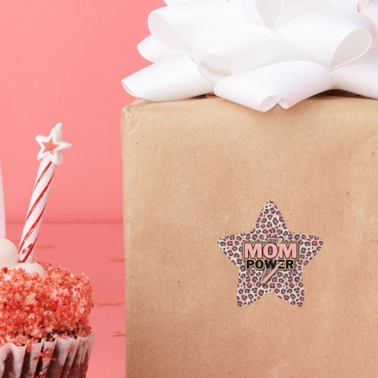 ママパワーピンクヒョウ印刷 星シール