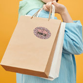 ママパワーピンクヒョウ印刷 楕円形シール