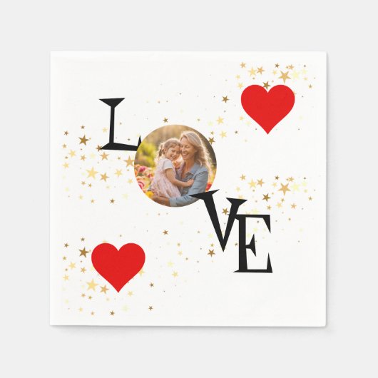 ママパーソナライズされたと私とのナプキン写真 スタンダードカクテルナプキン (正面)