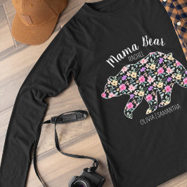 ママパーソナライズされたベアフローラママTママ – Tシャツ