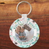 ママパーソナライズされた写真テンプレート花柄 キーホルダー (正面)