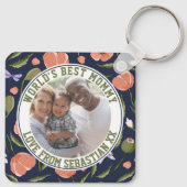 ママパーソナライズされた写真テンプレート花柄 キーホルダー (裏面)