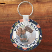 ママパーソナライズされた写真テンプレート花柄 キーホルダー (正面)