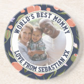 ママパーソナライズされた写真テンプレート花柄 コースター (正面)