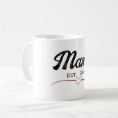 ママパーソナライズされた年カスタム文字ハートヴィンテージ コーヒーマグカップ (正面左)