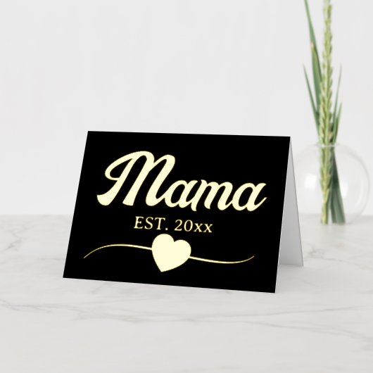 ママパーソナライズされた年カスタム文字ハートヴィンテージ 箔グリーティングカード (正面)