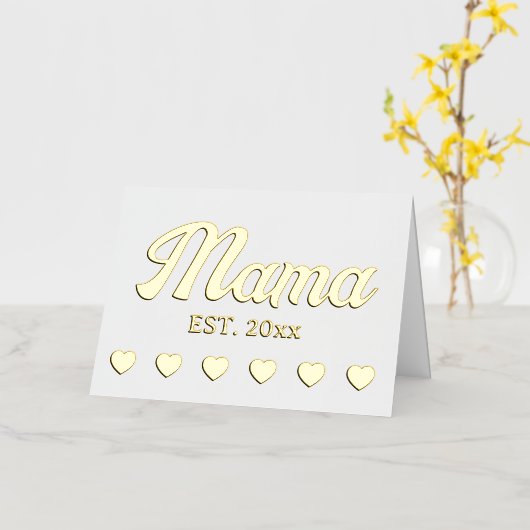 ママパーソナライズされた年カスタム文字ハート 箔グリーティングカード (黄色い花)