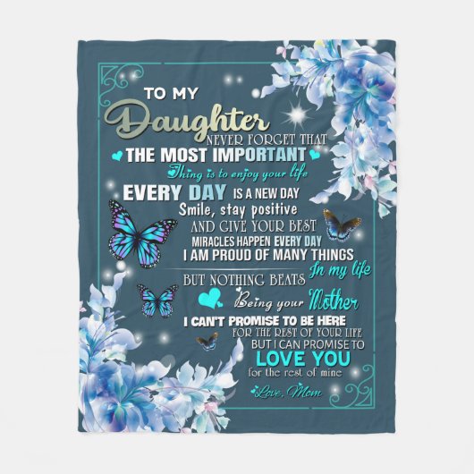 ママパーソナライズされた·バタフライの娘に フリースブランケット (正面)