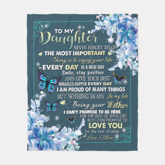 ママパーソナライズされた·バタフライの娘に フリースブランケット (正面)