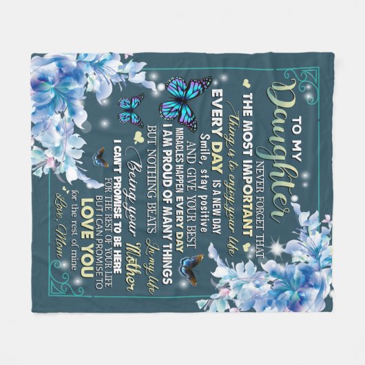 ママパーソナライズされた·バタフライの娘に フリースブランケット (正面(横))