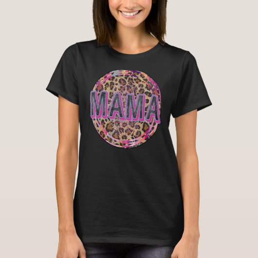 ママヒョウ印刷ママ男の子の女のクール子の母親D Tシャツ (正面)