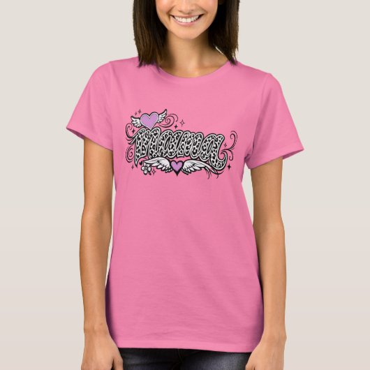 ママヒョウ柄ハートTシャツ Tシャツ (正面)