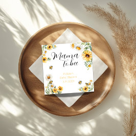 ママビーイエローフラワーズ（昆虫）マルハナバチベビーシャワー スタンダードカクテルナプキン