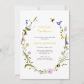 ママビーフローラカラフルリースベビーシャワー 招待状 (正面)