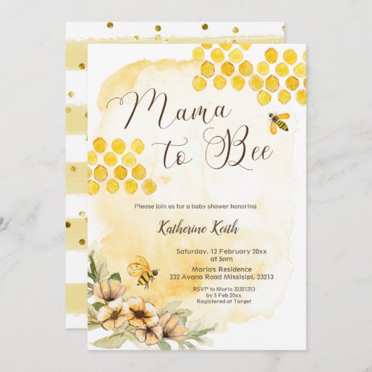 ママビーベイビーシャワー招待状 招待状 (正面/裏面)