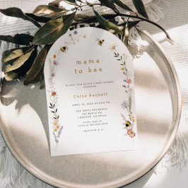 ママビーワイルドフラワーアーチベイビーシャワー招待状 招待状