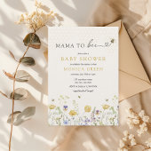 ママビーワイルドフラワーガーデン素朴ベビーシャワー 招待状