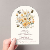 ママビーワイルドフラワーフローラカップル赤ちゃんシャワー アクリル招待状 (インサイチュ (ポータブル))