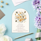 ママビーワイルドフラワーフローラカップル赤ちゃんシャワー アクリル招待状 (インサイチュ (ウェディング))