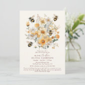 ママビーワイルドフラワーフローラカップル赤ちゃんシャワー 招待状 (スタンド正面)