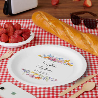 ママビーワイルドフラワーベビーシャワー ペーパープレート