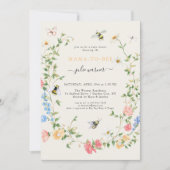 ママビーワイルドフラワーベビーシャワー 招待状 (正面)