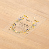 ママビーワイルドフラワーベビー男女兼用シャワー アクリル招待状 (レイダウン)