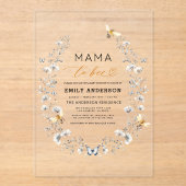 ママビーワイルドフラワーベビー男女兼用シャワー アクリル招待状 (正面)