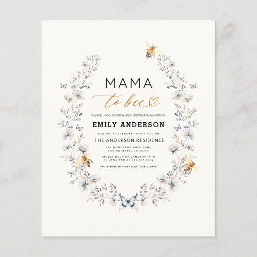 ママビーワイルドフラワーベビー男女兼用シャワー チラシ (正面)