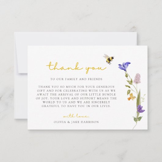 ママビーワイルドフラワー サンキューカード (正面)