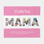 ママフォトコラージュ母の日ママ誕生日 フリースブランケット (正面(横))