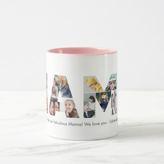 ママフォトコラージュ母の日ママ誕生日 マグカップ (中央)