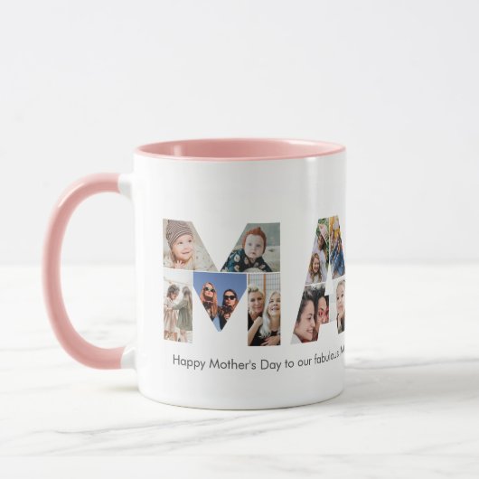 ママフォトコラージュ母の日ママ誕生日 マグカップ (左)