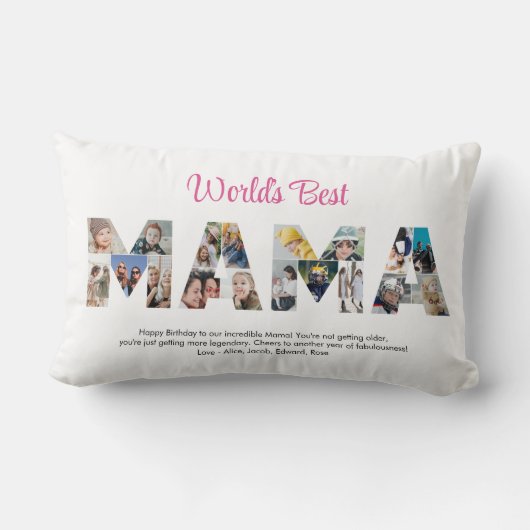 ママフォトコラージュ母の日ママ誕生日 ランバークッション (裏面)