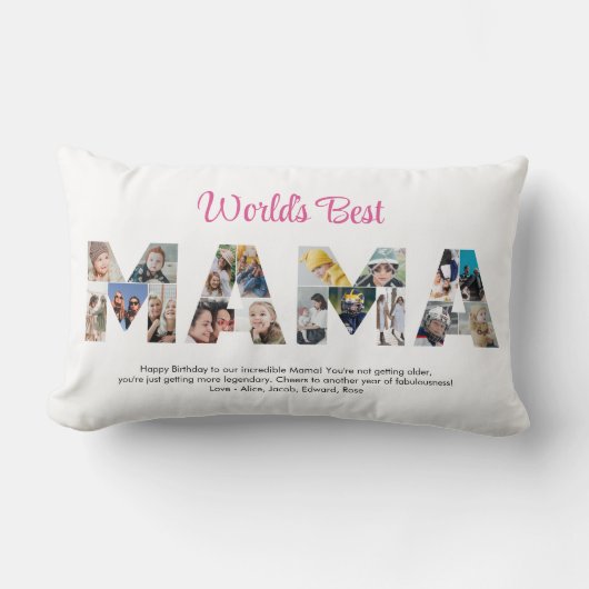 ママフォトコラージュ母の日ママ誕生日 ランバークッション (正面)