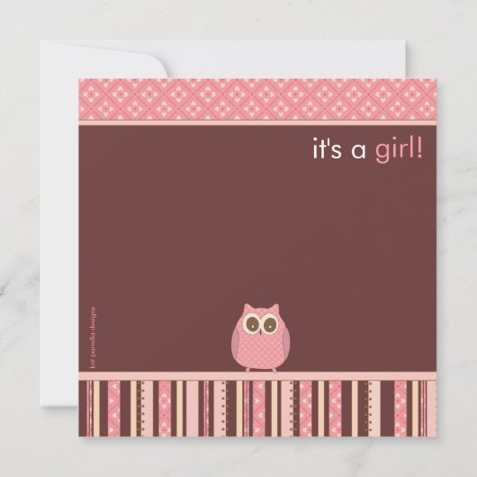 ママフクロウ&ベビーフクロウベビーシャワー 招待状 (裏面)