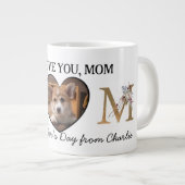 ママフローラカスタムハート写真から犬 ジャンボコーヒーマグカップ (正面右)