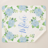 ママフローラブルーアジサイ水の色モダン シェルパブランケット (正面(横))