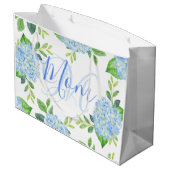 ママフローラブルーアジサイ水の色モダン ラージペーパーバッグ (裏面アングル)