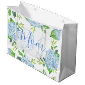 ママフローラブルーアジサイ水の色モダン ラージペーパーバッグ (正面アングル)