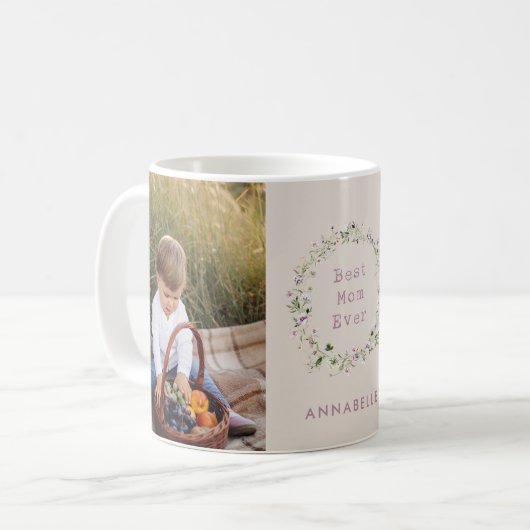 ママフローラリースギフトシンプルエレガントガーリー コーヒーマグカップ (正面左)