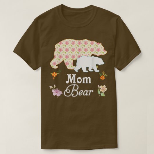 ママフローラ花熊かわいい家族ママおばあちゃんM Tシャツ (デザイン正面)