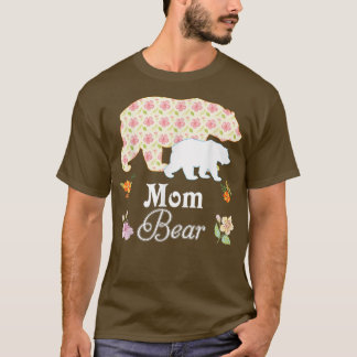 ママフローラ花熊かわいい家族ママおばあちゃんM Tシャツ