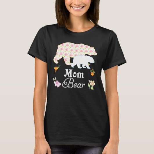 ママフローラ花熊かわいい家族ママおばあちゃんM Tシャツ (正面)
