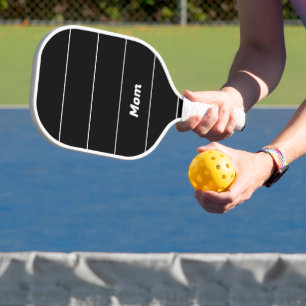 ママブラックとホワイトストライプの名前テンプレート ピックルボールラケット