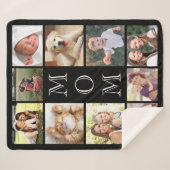 ママブラックフォトコラージュ シェルパブランケット (正面(横))